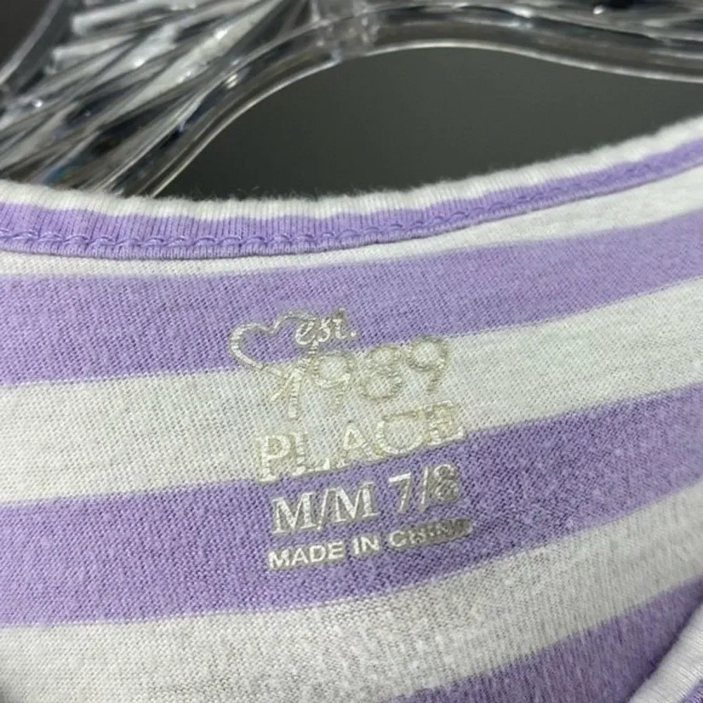 5/$15 Children's Place Purple White Blue Striped Sequin Heart Short Sleeve Play